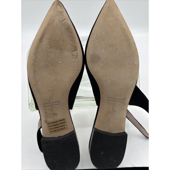 Robertson Madison Mules 9M Black Suede Italy Pointed Toe Slip-On Flats - Picture 4 of 6